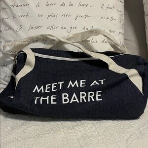 Meet Me at the Barre Navy Denim Duffel Bag NWOT